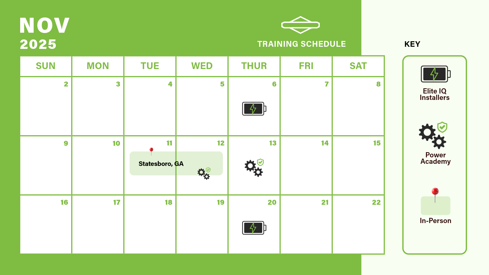 November 2025 Training Calendar