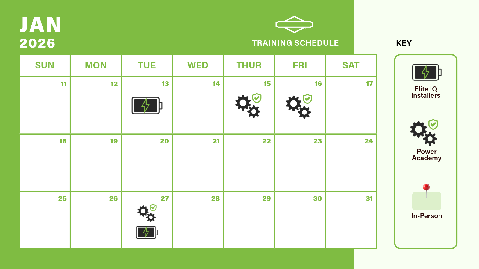 January 2026 Training Calendar