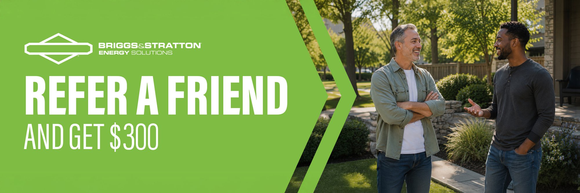 Refer a Friend and get $300 - two men talking