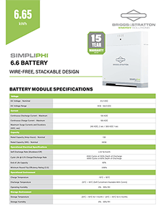 SimpliPHI 6.6 Battery spec. sheet