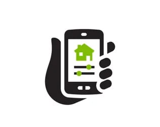 hand with phone InfoHub icon in green and black