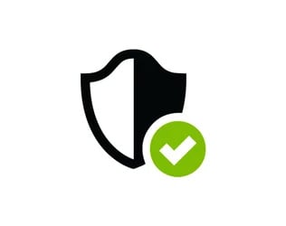 shield icon with checkmark in green and black