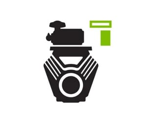 engine icon in black and green accent
