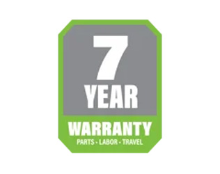 warranty 7 year shield icon in black and gray