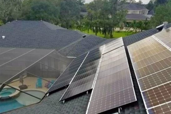 Solar panels on a home roof in Florida
