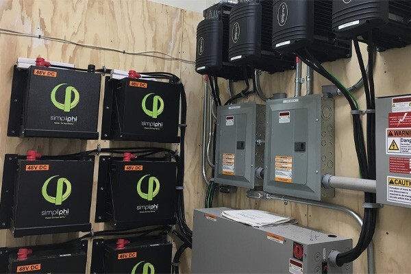 Battery storage system setup in an eco-friendly prefab home