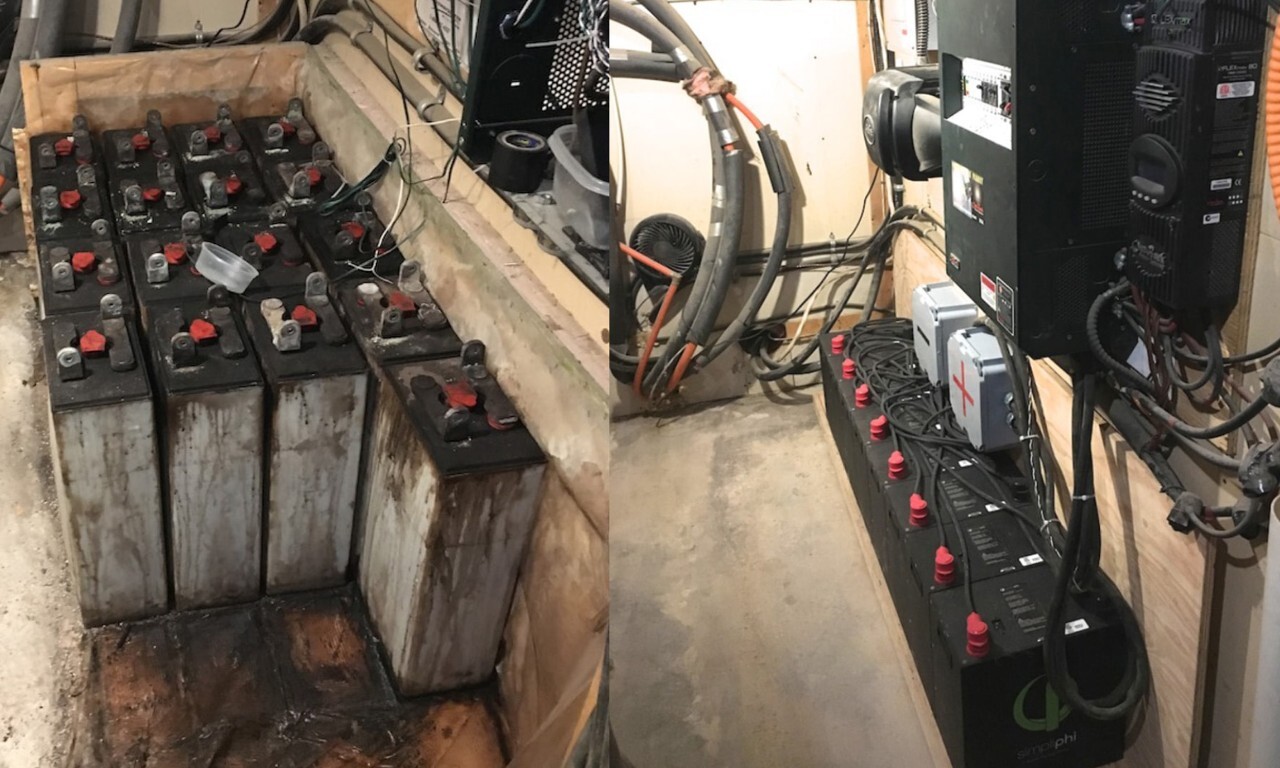 Before and after, replacing old lead-acid batteries with PHI batteries