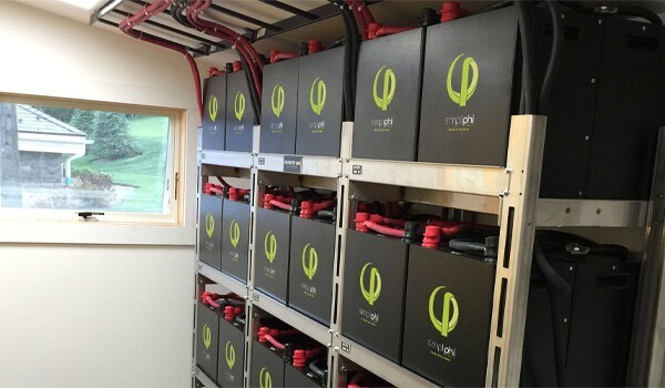 Rows of PHI batteries installed