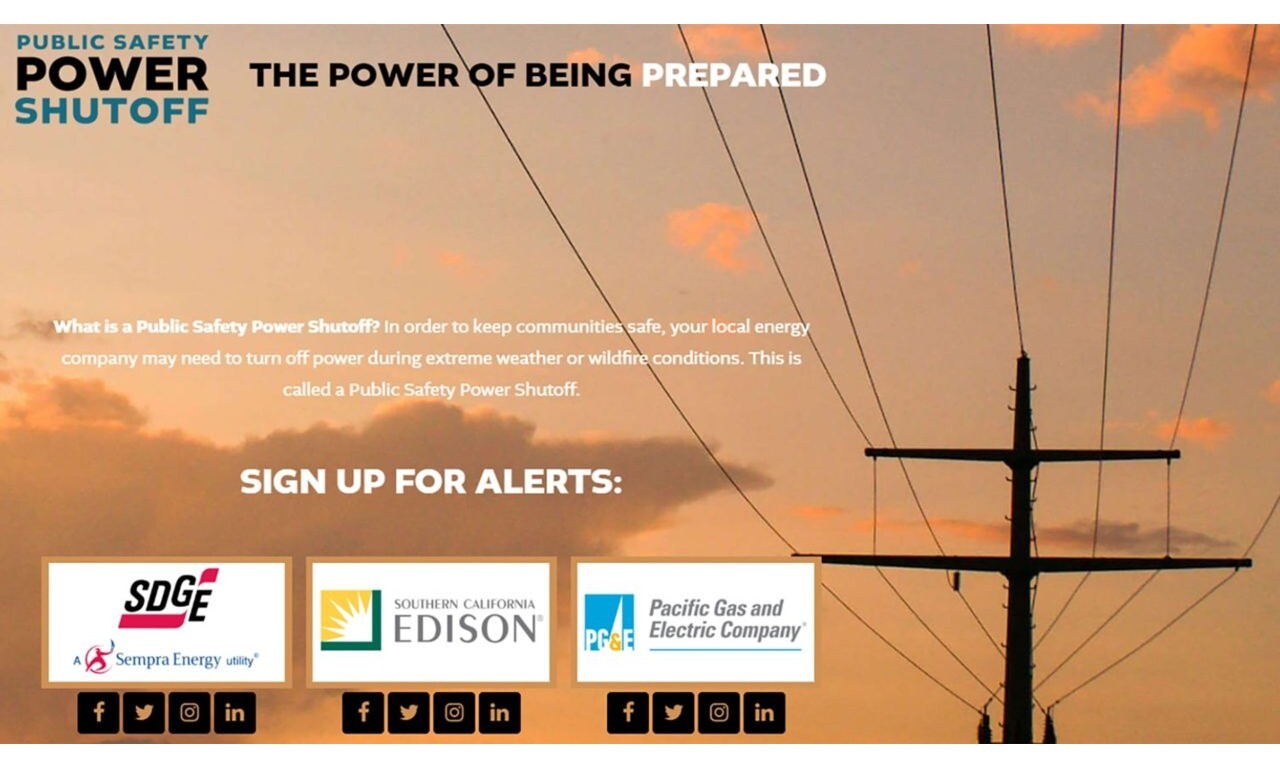 Public Safety Power Shutoff sign up for alerts
