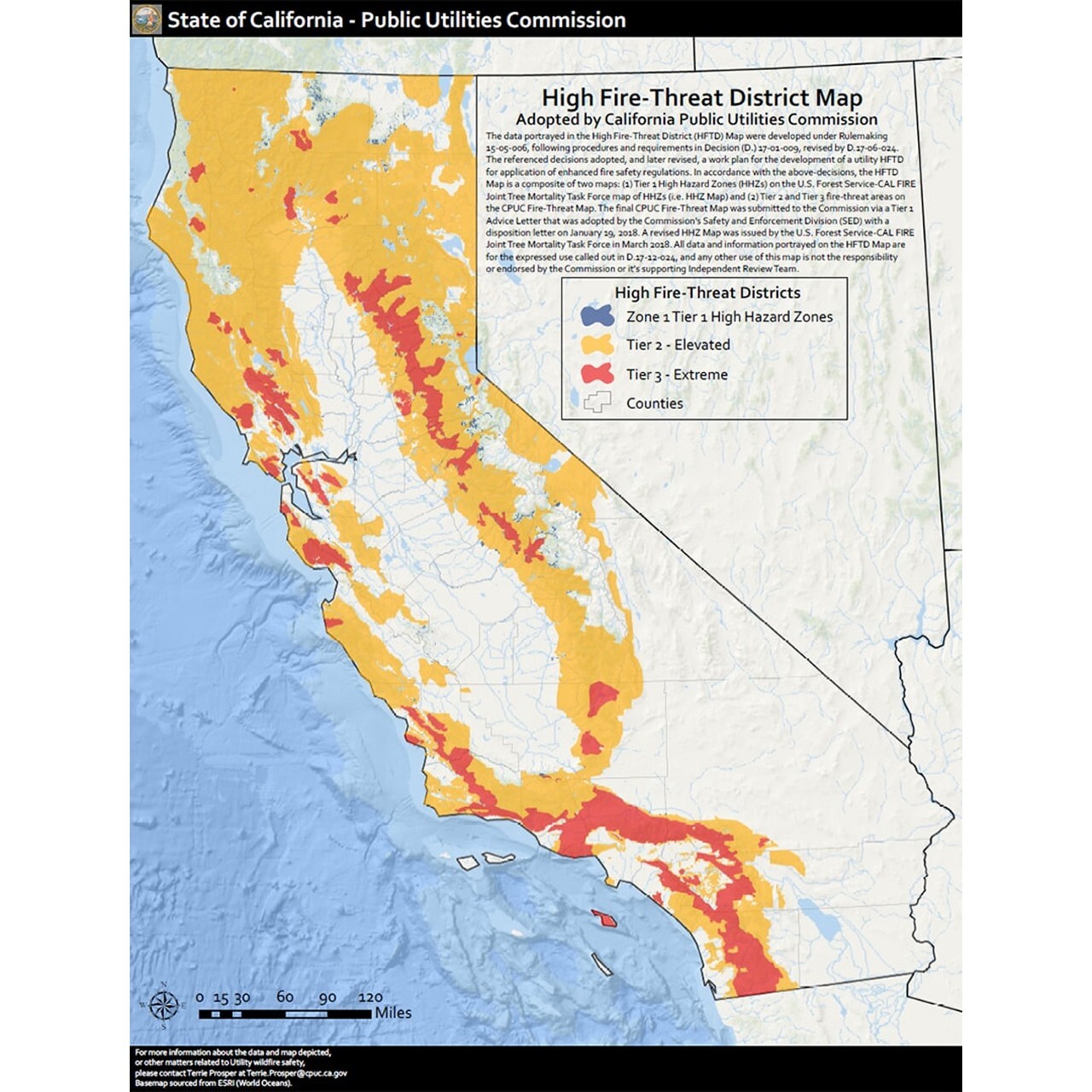 High fire-threat district map California