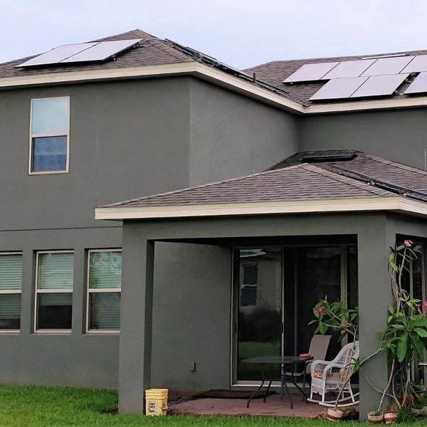 Home with solar panels on the roof