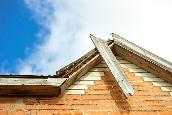 damaged roof on house